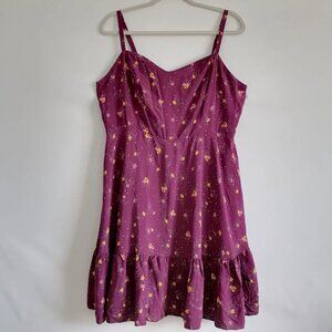 Old Navy Plum Floral Print Smocked Romantic Cami Mini Dress